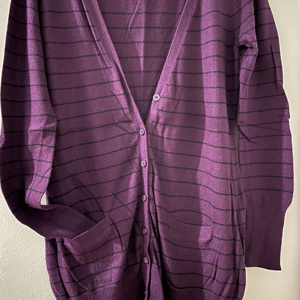 Missmo Plum Striped Boyfriend Sweater